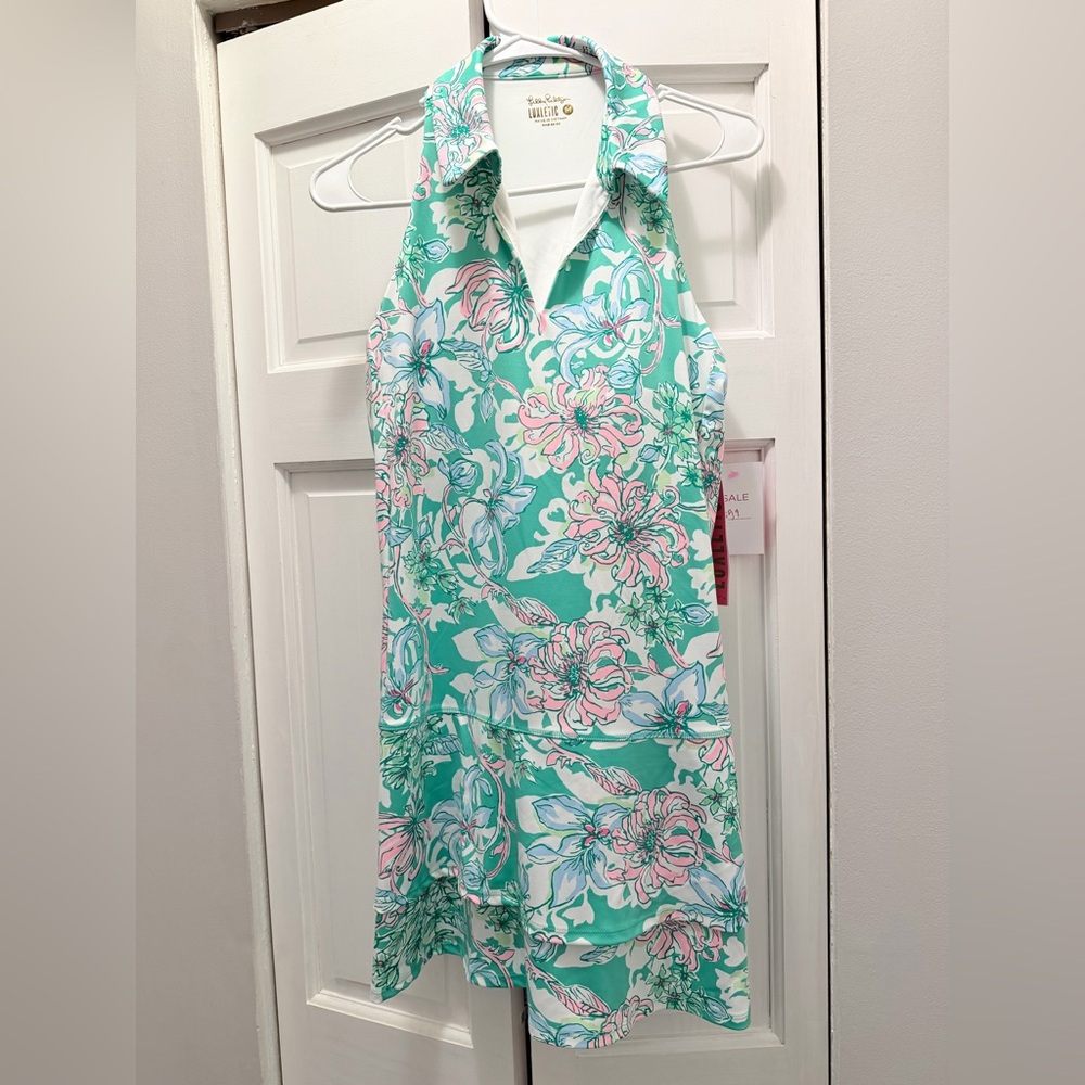 NWT LILLY PULITZER DANIA DRESS UPF 50+ SIZE M SPEARMINT BLOSSOM VIEWS LUXLETIC